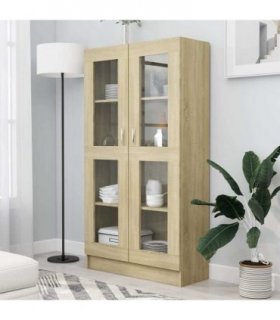 vidaXL Vitrine Cabinet Sonoma Oak 82.5x30.5x150 cm Engineered Wood
