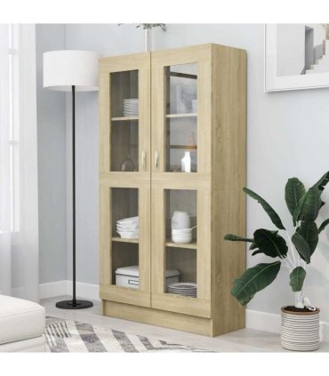 vidaXL Vitrine Cabinet Sonoma Oak 82.5x30.5x150 cm Engineered Wood