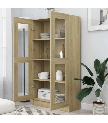 vidaXL Vitrine Cabinet Sonoma Oak 82.5x30.5x150 cm Engineered Wood