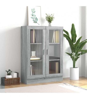 vidaXL Vitrine Cabinet Grey Sonoma 82.5x30.5x115 cm Engineered Wood