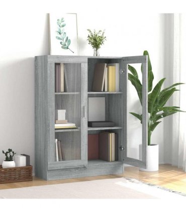vidaXL Vitrine Cabinet Grey Sonoma 82.5x30.5x115 cm Engineered Wood
