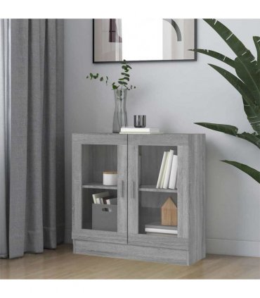 vidaXL Vitrine Cabinet Grey Sonoma 82.5x30.5x80 cm Engineered Wood