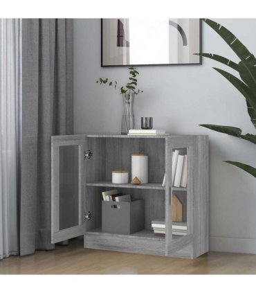 vidaXL Vitrine Cabinet Grey Sonoma 82.5x30.5x80 cm Engineered Wood