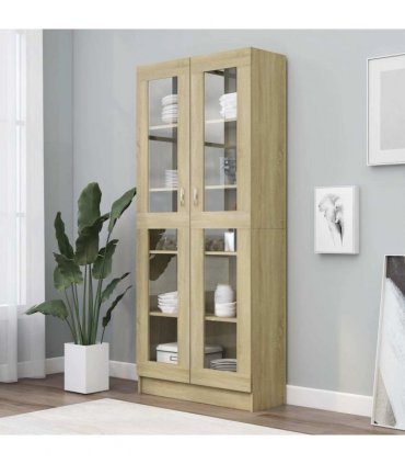 vidaXL Vitrine Cabinet Sonoma Oak 82.5x30.5x185 cm Engineered Wood