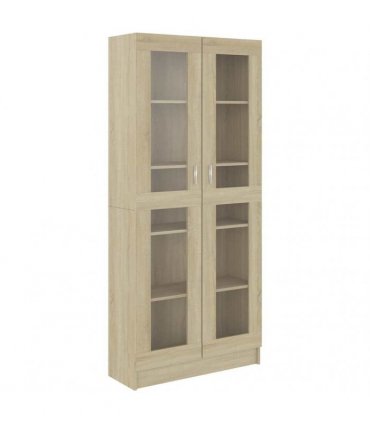 vidaXL Vitrine Cabinet Sonoma Oak 82.5x30.5x185 cm Engineered Wood