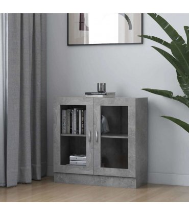vidaXL Vitrine Cabinet Concrete Grey 82.5x30.5x80 cm Engineered Wood