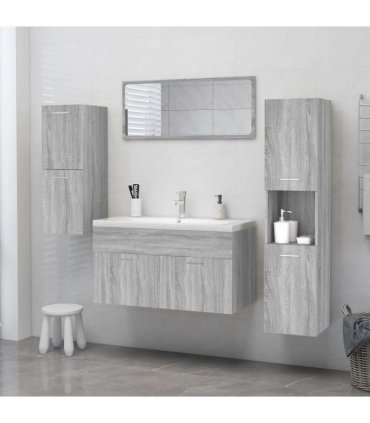 vidaXL Bathroom Cabinet Grey Sonoma 30x30x130 cm Engineered Wood