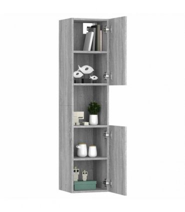 vidaXL Bathroom Cabinet Grey Sonoma 30x30x130 cm Engineered Wood