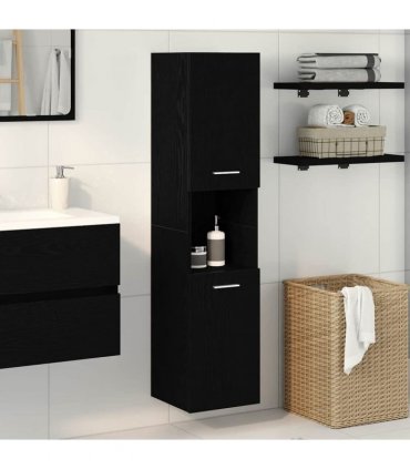 vidaXL Bathroom Cabinet Black Oak 30 x 30 x 130 cm Engineered Wood