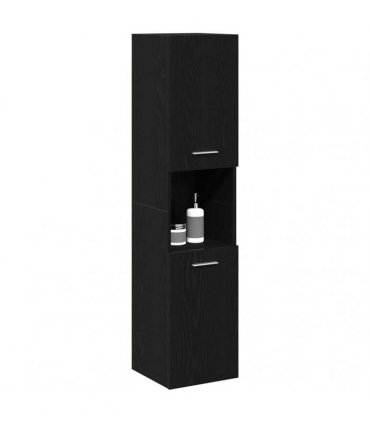 vidaXL Bathroom Cabinet Black Oak 30 x 30 x 130 cm Engineered Wood