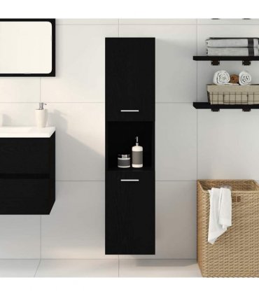 vidaXL Bathroom Cabinet Black Oak 30 x 30 x 130 cm Engineered Wood