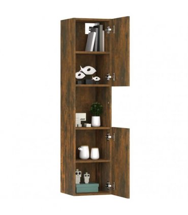 vidaXL Bathroom Cabinet Smoked Oak 30x30x130 cm Engineered Wood