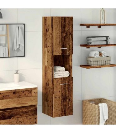 vidaXL Bathroom Hanging Cabinet Old Wood 30x30x130 cm Engineered Wood