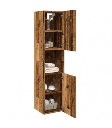 vidaXL Bathroom Hanging Cabinet Old Wood 30x30x130 cm Engineered Wood