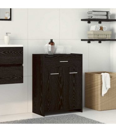 vidaXL Bathroom Cabinet Black Oak 60 x 33 x 80 cm Engineered Wood