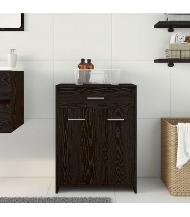 vidaXL Bathroom Cabinet Black Oak 60 x 33 x 80 cm Engineered Wood
