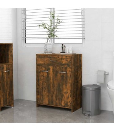vidaXL Bathroom Cabinet Smoked Oak 60x33x80 cm Engineered Wood