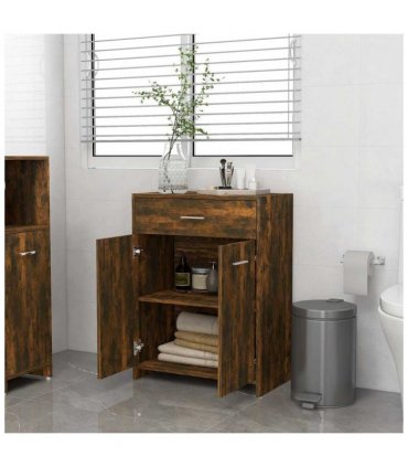 vidaXL Bathroom Cabinet Smoked Oak 60x33x80 cm Engineered Wood