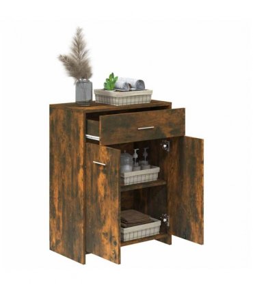 vidaXL Bathroom Cabinet Smoked Oak 60x33x80 cm Engineered Wood