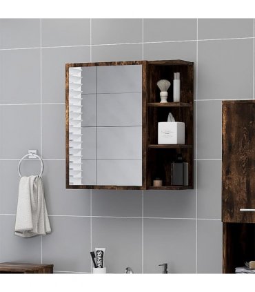 vidaXL Bathroom Mirror Cabinet Smoked Oak 62.5x20.5x64cm Engineered Wood