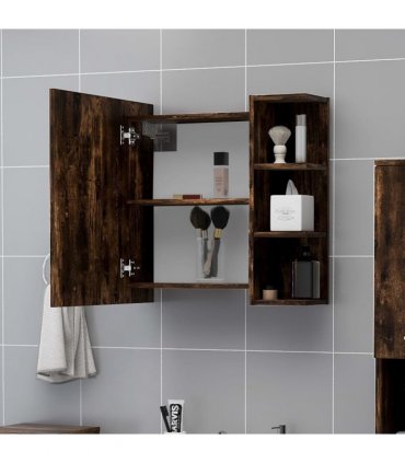 vidaXL Bathroom Mirror Cabinet Smoked Oak 62.5x20.5x64cm Engineered Wood