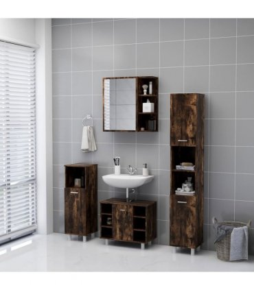 vidaXL Bathroom Mirror Cabinet Smoked Oak 62.5x20.5x64cm Engineered Wood