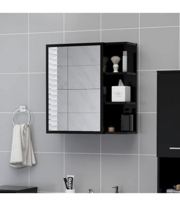 vidaXL Bathroom Mirror Cabinet Black 62.5x20.5x64 cm Engineered Wood