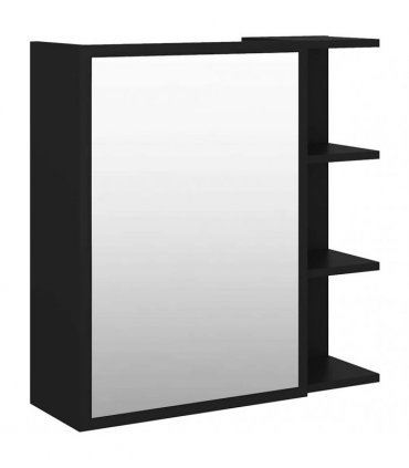 vidaXL Bathroom Mirror Cabinet Black 62.5x20.5x64 cm Engineered Wood