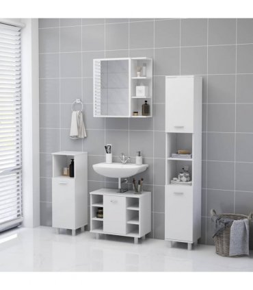 vidaXL Bathroom Mirror Cabinet White 62.5x20.5x64 cm Engineered Wood