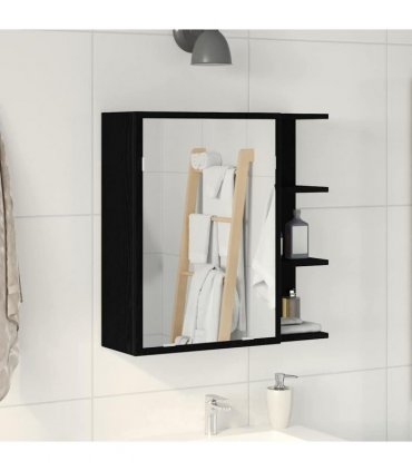 vidaXL Bathroom Mirror Cabinet with Door Black Oak 62.5 x 20.5 x 64 cm