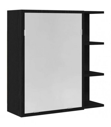 vidaXL Bathroom Mirror Cabinet with Door Black Oak 62.5 x 20.5 x 64 cm