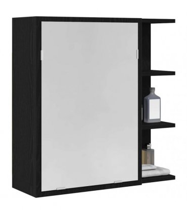 vidaXL Bathroom Mirror Cabinet with Door Black Oak 62.5 x 20.5 x 64 cm
