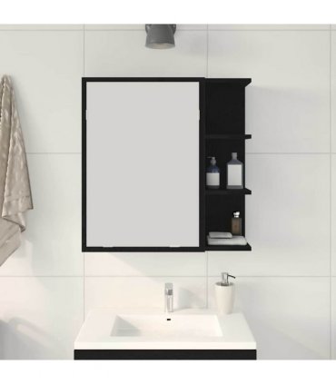 vidaXL Bathroom Mirror Cabinet with Door Black Oak 62.5 x 20.5 x 64 cm
