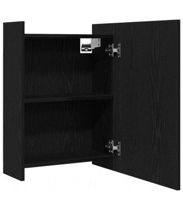 vidaXL Bathroom Mirror Cabinet with Door Black Oak 62.5 x 20.5 x 64 cm