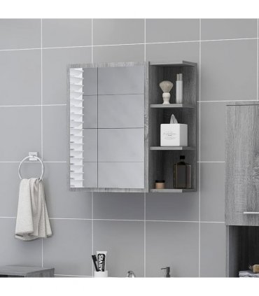 vidaXL Bathroom Mirror Cabinet Grey Sonoma 62.5x20.5x64 cm Engineered Wood