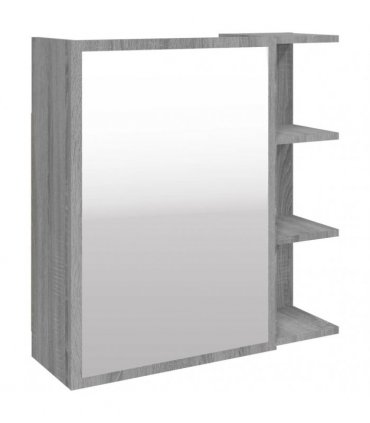 vidaXL Bathroom Mirror Cabinet Grey Sonoma 62.5x20.5x64 cm Engineered Wood