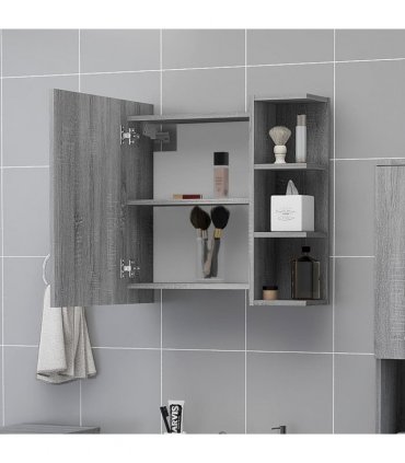 vidaXL Bathroom Mirror Cabinet Grey Sonoma 62.5x20.5x64 cm Engineered Wood