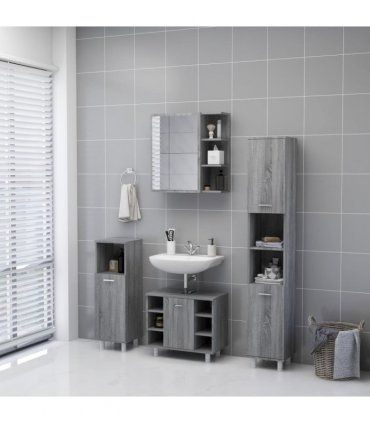 vidaXL Bathroom Mirror Cabinet Grey Sonoma 62.5x20.5x64 cm Engineered Wood