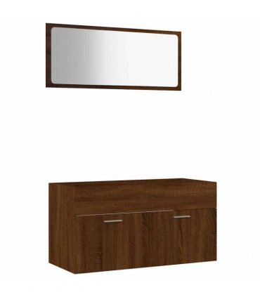 vidaXL 2 Piece Bathroom Furniture Set Brown Oak Engineered Wood