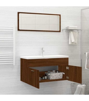 vidaXL 2 Piece Bathroom Furniture Set Brown Oak Engineered Wood
