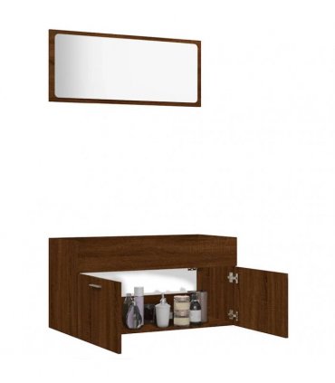 vidaXL 2 Piece Bathroom Furniture Set Brown Oak Engineered Wood