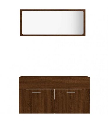 vidaXL 2 Piece Bathroom Furniture Set Brown Oak Engineered Wood