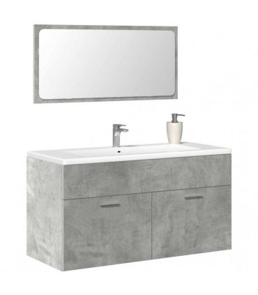 vidaXL Bathroom Cabinet with Mirror Concrete Grey Engineered Wood — V0672024666