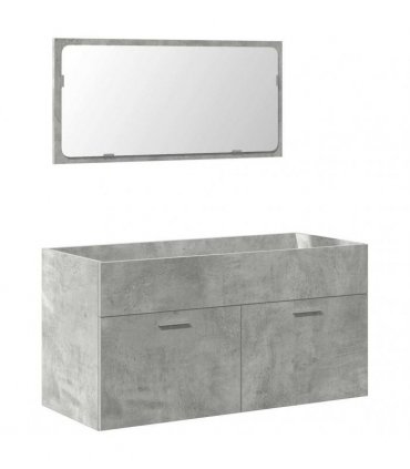 vidaXL Bathroom Cabinet with Mirror Concrete Grey Engineered Wood — V0672024666