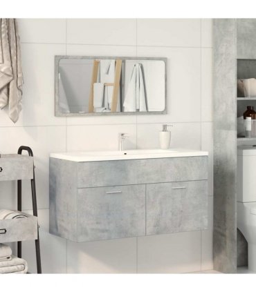 vidaXL Bathroom Cabinet with Mirror Concrete Grey Engineered Wood — V0672024666
