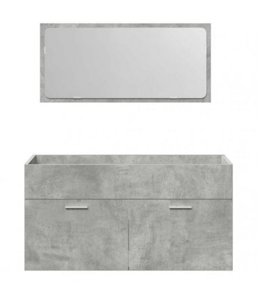 vidaXL Bathroom Cabinet with Mirror Concrete Grey Engineered Wood — V0672024666