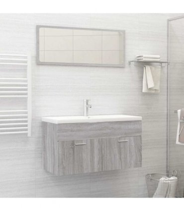 vidaXL 2 Piece Bathroom Furniture Set Grey Sonoma Engineered Wood — V0672024668