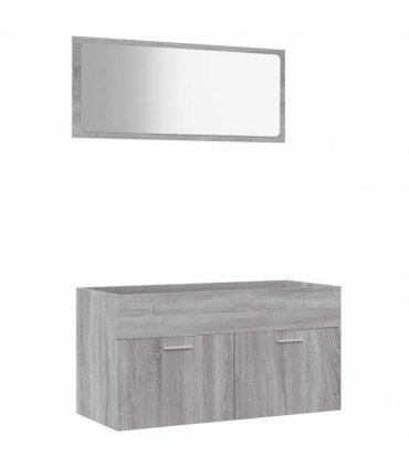 vidaXL 2 Piece Bathroom Furniture Set Grey Sonoma Engineered Wood — V0672024668