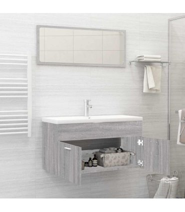 vidaXL 2 Piece Bathroom Furniture Set Grey Sonoma Engineered Wood — V0672024668