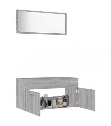 vidaXL 2 Piece Bathroom Furniture Set Grey Sonoma Engineered Wood — V0672024668